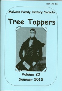 Cover of Summer 2015 Tree Tappers magazine from Malvern Family History Society