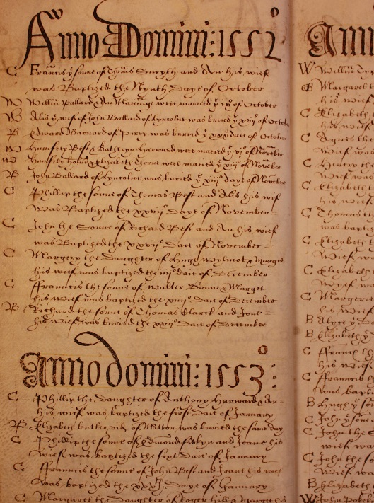 An example of a Worcestershire parish register